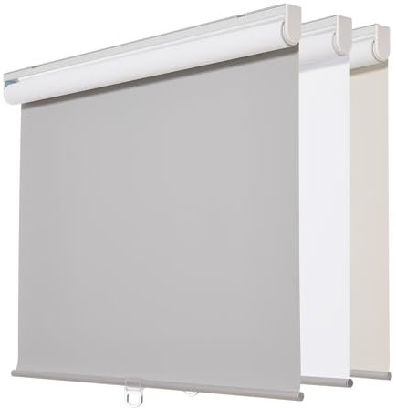 Persilux Rollos für Fenster, schnurlose Jalousien, Fensterrollos (63,5 cm B x 182,9 cm H, Hellgrau), 100% Verdunklungsrollo, UV-Schutz, energiesparend, für Fenster, Zuhause und Büro
