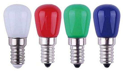 4 Pack Colored E14 LED Light Bulb, 3W 220V Energy Saving Light Bulbs for Salt Lamp, Fridge, Cooker Hood, Small Screw in Bulbs (White + red + Blue + Green)