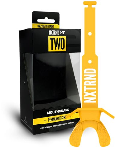 Nxtrnd Two Fußball Mundschutz, Fußball Mundstück mit Gurt, passend für Erwachsene & Jugendliche (Gelb)