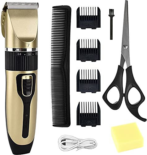Profi Haarschneidemaschine mit 4 Führungskämmen, Haarschneider Bart Trimmer Rasierer Hair Clipper, Schnurlosen Barttrimmer Präzisionstrimmer Langhaarschneider für Männer, USB Wiederaufladbare