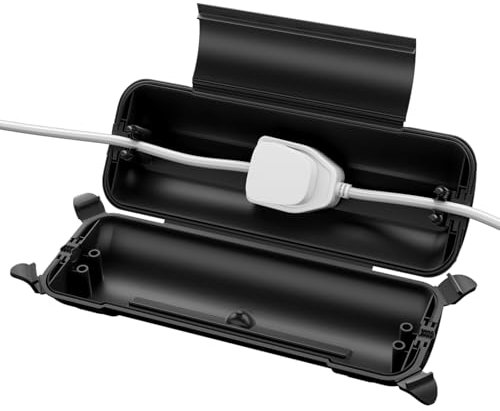RESTMO Outdoor IP44 Waterproof Connection Box, Weatherproof Electrical Extension Lead Cover, Safety Seal Enclosure to Protect Holiday Decorations, LED Strip Light, Power Tool, Fountain, Black