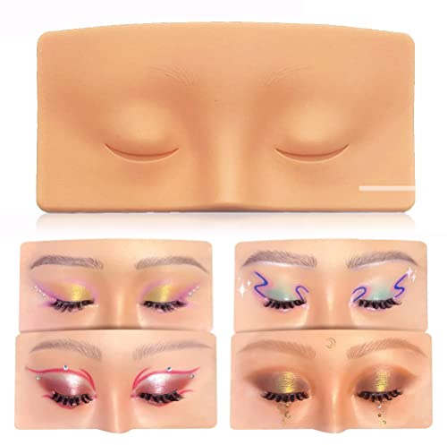 Realistisches Silikon Make-up Übungsgesicht, Bionisches Schminkmodell für Augen-Make-up, Lidschatten & Eyeliner, Wiederverwendbare Übungshilfe für Kosmetikerinnen