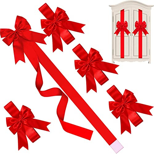 KAHEIGN 9Pcs Christmas Ribbon Bows, Large Red Bows Christmas Tree Bow Christmas Wreath Bow Door Ribbon for Christmas Tree Fireplace Home Front Door Decorations