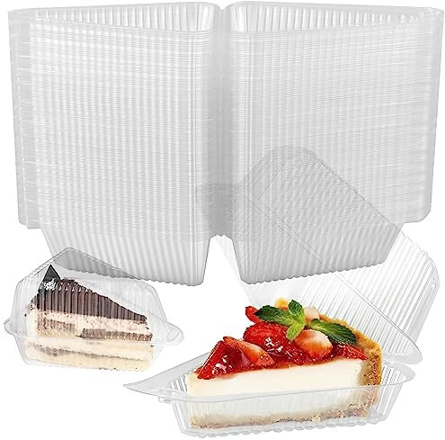 Eummy 100Pcs 100Pcs Cake Slice Boxes Individual Reusable Cupcake Slice Container with Lid Stackable Clear Single Dessert Box Cheesecake Storage Box for Home Baking Holiday Party (Triangular)