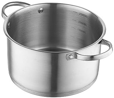 FLORINA Olla de Acero Inoxidable (3,1 l) 20 cm I Olla con Tapa de Vidrio I Incluye Vaso Medidor y Mango Remachado I Fondo de 3 Capas I Apto para Lavavajillas I Inducción, Gas y Eléctrica