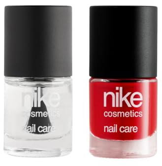 NIKECOSMETICS - Laca de Uñas Tender Blush 8 ml + Top Coat 8 ml, Color Rojo, Transpirable, Efecto Brillante y de Larga Duración, Fácil de Aplicar, Secado Rápido, Fórmula Vegana
