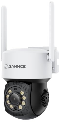 SANNCE PT Camera 2K, Wireless Security Cam 3MP, 350° Horizontal & 90° Vertical Rotation, Works with Alexa, Motion & Human Detection, Colour Night Vision, IP66 Waterproof