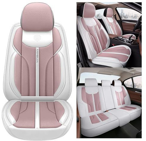 nenyan Autositzbezüge Komplett Set Universal in Premium Design | Schonbezüge für die Vordersitze & Rückbank | Auto Sitzbezüge Airbag Geeignet | Wasserdicht Sitzbezug - Hell-Pink