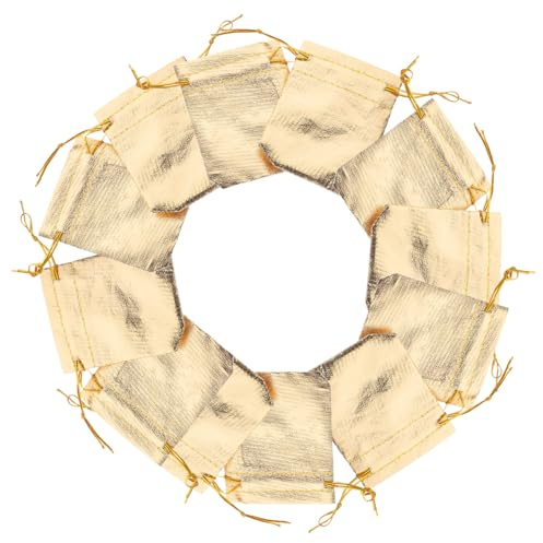 NIYANGLE Lot De 100 Paquet De Rangement Pour Bijoux En Tissu Doré Cordon De Serrage 7x9cm Paquet Présents Portables Pour Noël Et