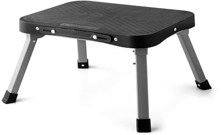 Stooder 9 Step Stool, Non-Slip 16x12 Large Platform Sturdy Folding Step Stools, Metal Fram, Portable Compact 1-Step Ladder for Kids Adults Seniors at Indoor Outdoor (9 inch, Black)