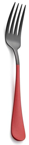Onlycooker Black and Red Dinner Fork, 18/0 Red handle Stainless Steel Satin Finish 8.1-inch Silverware Flatware Fork Set, Set of 12, Dishwasher Safe