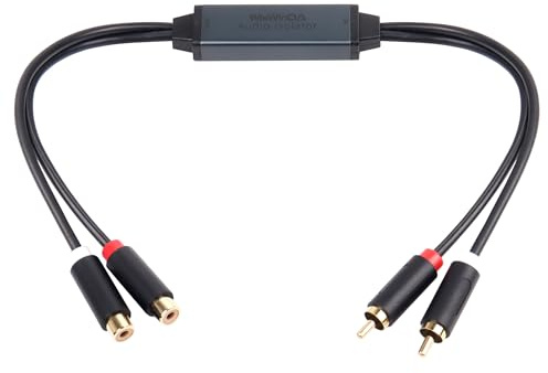 WisWinDa Mini Ground Loop Noise Isolator Gold Coating RCA Connectors Aluminum Shell Noise Filter for car and Home Using in Different situations (WDISO-A010-RCA)