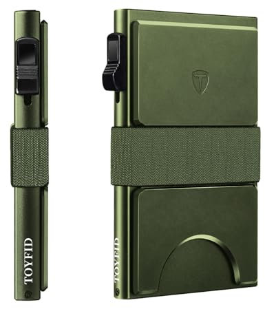 TOYFID Minimalistische Geldbörse für Herren, schlanker Kartenhalter aus Aluminium, Pop-up-Funktion, RFID-Schutz, für 12+ Kreditkarten, schneller Zugriff auf Karten