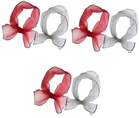 DEARMAMY 6pezzi Scialle Organza Colorata Per Donne Foulard Leggero e Traspirante Rosso e Bianco Per Cerimonie e Occasioni Speciali