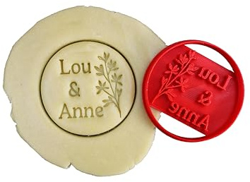 3DKOUPE - Emporte-pièce Rond - Motifs végétaux 2 - Personnalisable avec texte - Typo et couleur au choix - Conçu et fabriqué en France