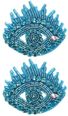 PATIKIL Böse Augen Strass-Patches, 2 Stück Böse Augen Patches zum Aufnähen Applikations-Patches Strass-Applikation Glitzer Kristall-Patches für Schuhe Kleidung Hosen Taschen, Blau