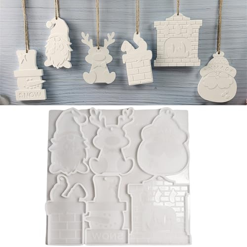ALEFBET Silikonformen Gießformen Weihnachten, Silikonform Weihnachten Anhänger, Gipsformen zum Gießen, Epoxidharz Formen zur Herstellung von Weihnachtsdekorationen