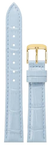 Chlikeyi Damen-Uhrenkette aus Leder, Weiß, 12-22mm, Hellblaues Gold, 22 mm