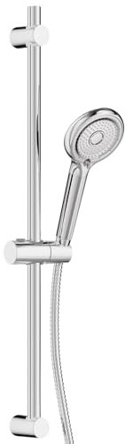 DERW Shower Slide Bar, Shower Riser Rail 70cm with 5 Modes Shower Head(Without Taps), Height-Adjustable, 360° Rotatable, Corrosion-Resistant, Built-in Filter, Durable for Your Shower System