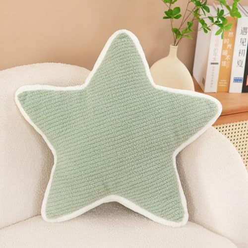 AQCQDQ Kuschelkissen Kinder Sternkissen, Weiche Flauschige Sternform Zierkissen Sofakissen, Plüsch Kissen Dekokissen für Kinderzimmer Schlafzimmer Deko (Grün,40 cm)