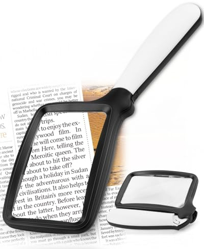 Tobegiga 5-Fache Lupe Mit Licht, Leselupe Zusammenklappbare GroßE Rechteckige Handlupe, Dimmbare Led FüR Senioren Mit Makuladegeneration, Zeitungen BüCher Kleingedrucktes FüR Sehbehinderte