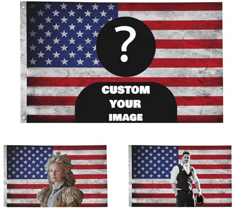 Bandiera americana su entrambi i lati - Arazzo rosa con bandiera americana personalizzata, design la tua immagine divertente bandiera personalizzata per soggiorno, camera da letto all'aperto e