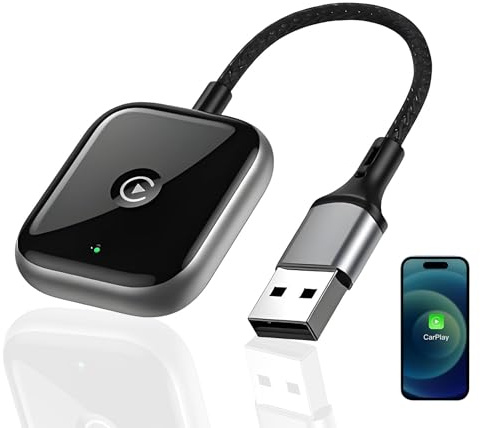 Carplay Wireless Adapter,Carplay Adapter mit Fahrzeugen Werkseitig Installiertem/Android Auto,Wireless für schnellen Zugriff auf Navigation, Musik, Anrufe und Sprachassistenten
