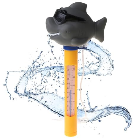 Thermometre Piscine, Thermomètre Flottant, Thermomètre de Piscine Flottant, Pool Thermometre avec Ficelle, Lectures Précises et Faciles pour la Température de L'eau pour Spas, Aquariums (Requin)