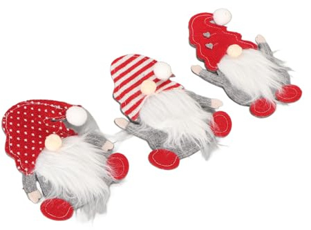 Kikumi Soporte para Vajilla de Gnomo, Cubierta Multiusos para Cuchillo y Tenedor de Gnomo sin Rostro de Dibujos Animados, Ambiente Festivo Lindo de 3 Piezas para Año Nuevo