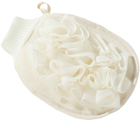 FIXOSHEE Exfoliating Bath Gloves Dual-sided Skin Scrubbing Shower Mitts Linen Bathing Supply for Deep Body Cleansing and Dead Skin Removal in Shower
