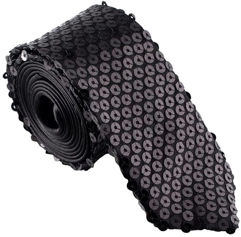 MAOSHYMS Pailletten Krawatte für Herren, Schwarze Party Krawatte, Glitzer Schlips, Costume Schlips, Kostüm Accessoires, Outfit Zubehör für Neujahr Karneval Hochzeit Disco Fasching Anzug Geschenke (A)