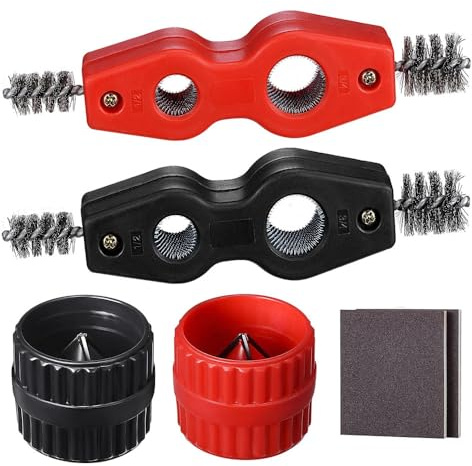 2 Pack Pipe Cleaner Deburring Brush, Deburring Brush Tool Plastic Pipe Reamer Tool for Copper PVC and Soft Steel Tubing