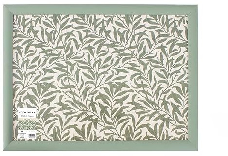 Wild Leaves Lap Tray with Bean Bag Cushion Leaf Print MDF Food Serving Tray for Sofa Bed Dining Laptop Desk Reading Writing Working from Home 43 x 33cm