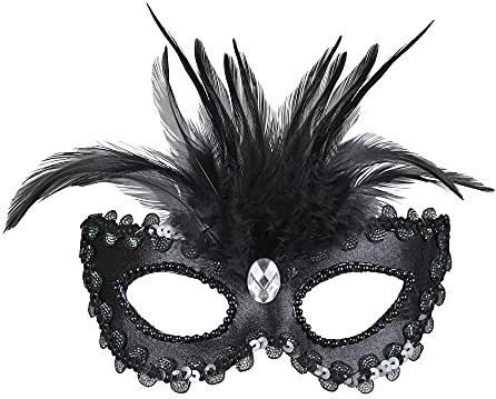W WIDMANN MILANO Party Fashion Damen Widmann Venezianische Augenmaske mit Rose, Perlen und Federn