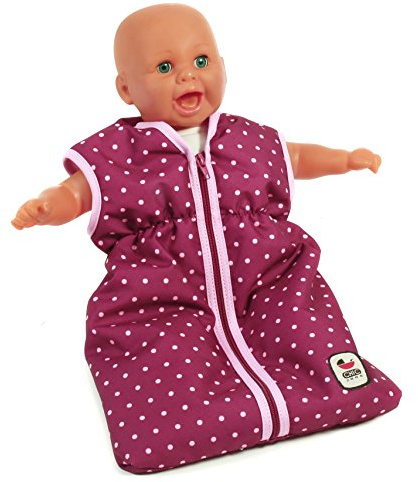 Bayer Chic 2000 - Puppenschlafsack für Baby-Puppen bis 55 cm, Puppenkleidung, Puppenzubehör, Dots Brombeere, pink