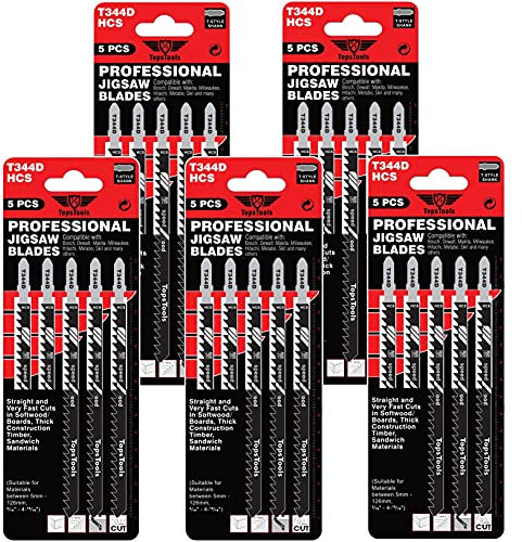 25 x TopsTools JSTT344D_5 T344D 152mm lange Stichsägeblätter für saubere und schnelle Schnitte kompatibel mit Bosch Dewalt Makita Milwaukee und vielen mehr
