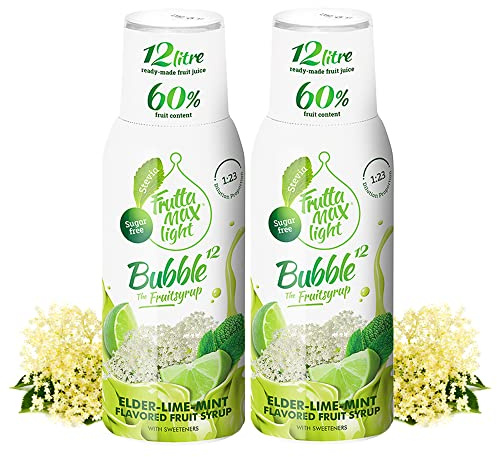2 x 500 ml LIGHT Fitness-Sirup Holunderblüte-Limette-Minze Geschmack von Frutta Max mit 60% Fruchtanteil | Zuckerfrei | mit Stevia