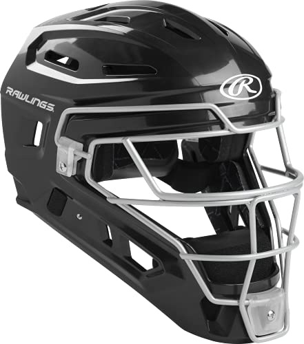 Rawlings | RENEGADE 2.0 Catcher's Helmet | Baseball | Senior (7 1/8 - 7 1/2) | Black/Silver