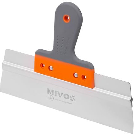 Mivos Profi Edelstahl Breitspachtel 300 x 60 mm - Fassadenspachtel mit Aluhalter und Softgriff - Fugenspachtel 300 mm Breit - Rostfreie Glättspachtel - Putzspachtel Made in EU