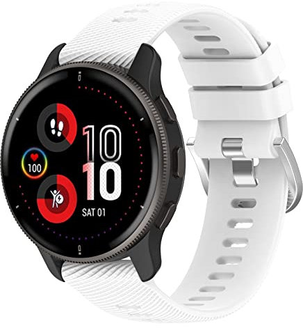 Yikamosi Compatibile con Garmin Venu 2 Plus Cinturino,20MM Sgancio Rapido Silicone Chiusura in acciaio inossidabile Cinturino di Ricambio per Garmin Venu 2 Plus/Forerunner 158,Bianco
