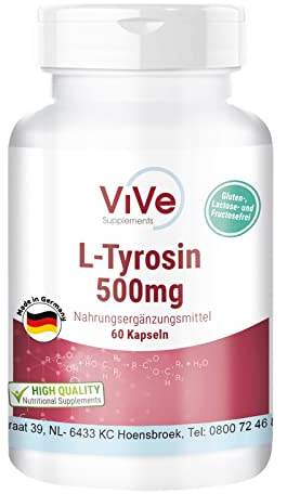 L-Tyrosin 500mg - 60 Kapseln - hochdosiert - proteinogene Aminosäure | Qualität aus Deutschland von ViVe Supplements