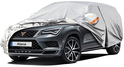 Kayme Autoabdeckung Wasserdicht Atmungsaktiv Passend für 2016-2024 Seat/Cupra Ateca, Vollgarage Autoplane für Regen Sonne Staub Schutz, Auto Abdeckplane Faltgarage Abdeckung (3-7 Tage liefern)