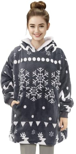 HOMELEVEL Sudadera manta para niños - Sudadera oversize para estar en casa - Jersey batamanta infantil - Albornoz niño y niña con bolsillos y capucha - Poncho gris oscuro