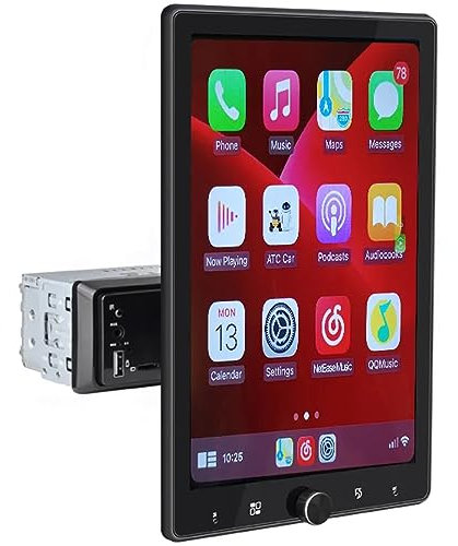 VIGORFLYRUN Car Radio Single Din Car Stereo Apple Carplay Android Auto, 10.4 Inch Rotating Touch Screen Car Radio with Bluetooth FM Radio Mirror Link Dual USB/AUX Input SWC Car Multimedia Player