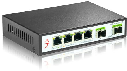 XikeStor 4 Port 2.5G Web Managed Ethernet Switch with 2X 10G SFP+, 2.5 Gigabit Network Switch Support Link Aggregation/Vlan/QoS/STP/IGMP, Ethernet Hub, Metal Housing, Desktop/Wall-Mount