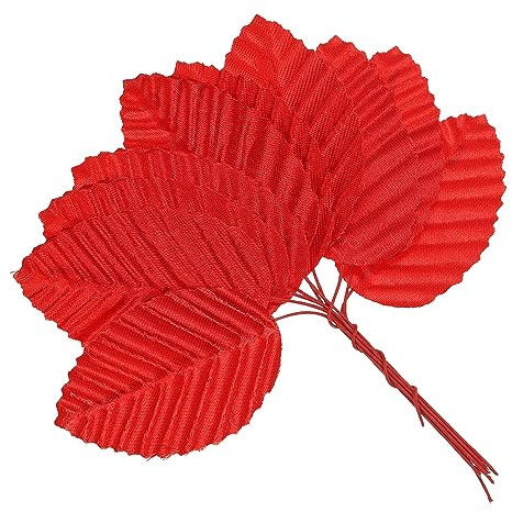 PATIKIL 4.3 Artificial Seda Hoja, 200uds Hojas Artificiales Tallos Falsas Hojas Granel Falso Rosa Alambre Manualidades Hojas para Hogar Oficina Decoración, Rojo
