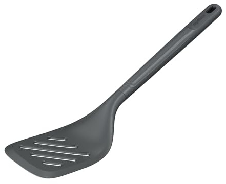 Zyliss Espátula Cocina Ranurada Durable Paja de Trigo/Nylon, Espátula Ranurada para Cocina, Antiadherente, Silicona Resistente al Calor, Rebanada de Pescado, Gris Beluga, 31 cm, Apto para lavavajillas