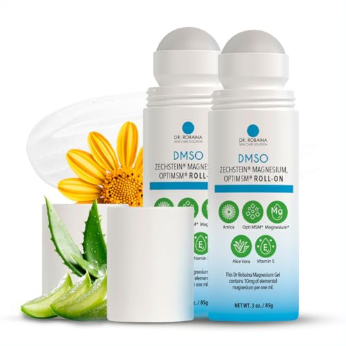 Dr. Robaina DMSO Roll-On – 99.9% Pure Dimethyl Sulfoxide | Formula with Zechstein Magnesium, Arnica, Aloe Vera & Vitamin E Non-Greasy Topical Formula | 3 oz