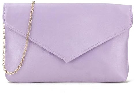 Bolso de mano de ante sintético, estilo sobre cruzado, para novia, graduación, boda, noche, fiesta, bolso de mano, Lila, medium