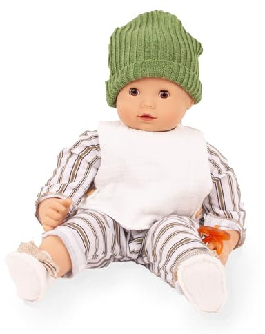 Götz 2427918 Maxy Muffin Urban Stripes Puppe - 42 cm große Babypuppe mit braunen Schlafaugen, ohne Haare und Weichkörper - Weichkörperpuppe in 7-teiligen Set